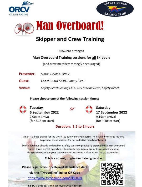 SBSC ORCV Man Overboard training sessions FINAL 22 Aug 2022 RS 